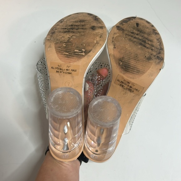 Cushionaire Clear Block Heel Sparkle Party Club 7 - Picture 5 of 5